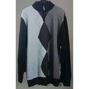Vintage Y2K Studio by Omega XL Argyle 1/4 Zip Sweater Preppy Grunge Streetwear